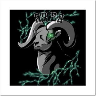 Lightning Aries (green) Posters and Art